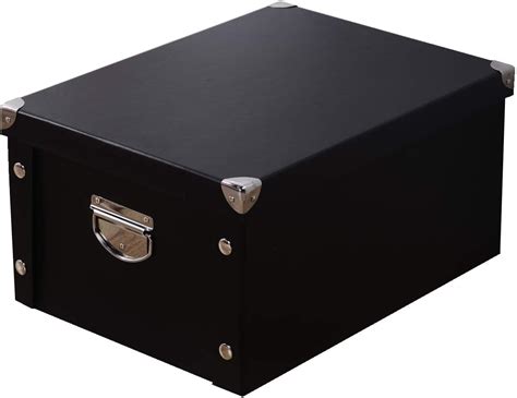 black metal box with attached top|black book boxes.